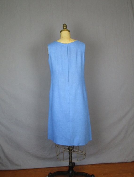 Sky Blue Sleeveless Shift Dress / 60's / large / … - image 4