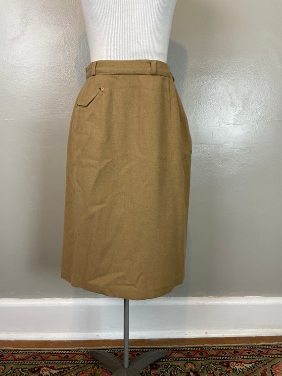 Camel Beige Pencil Skirt with Pocket / 60’s / sma… - image 3