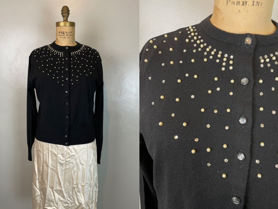 Black Pearl Sweater / 50's - 60’s / medium pinup - image 1