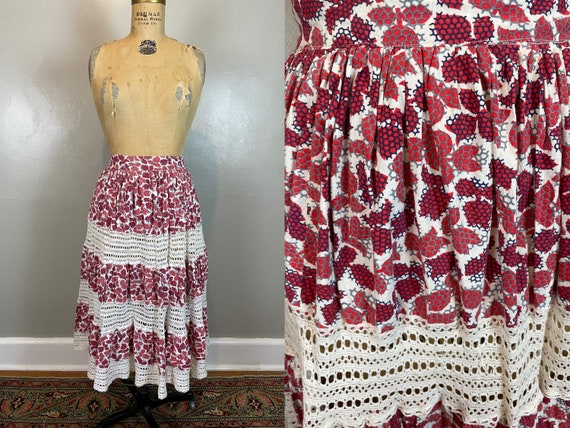 Pink & White Crochet Tiered "Ladybug" Skirt / 196… - image 1