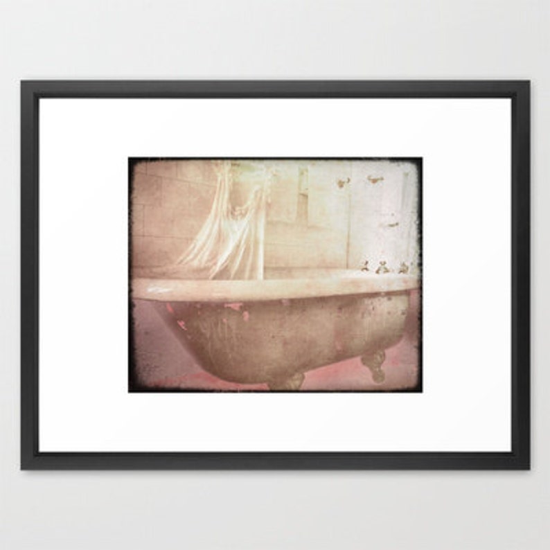 Vintage Bathtub Art Photograph Pink Brown Cream Victorian Etsy