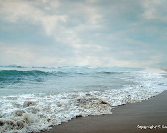 Beach Photography Ocean Coastal Shore Virginia Beach Photograph Aqua Blue Wall Art Seaside Decor 8x12