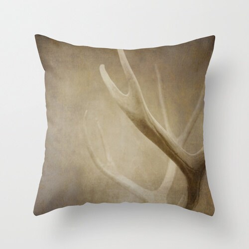 Pillow Cover Antler Photo Pillow Sepia Tone Antler Pillow Etsy