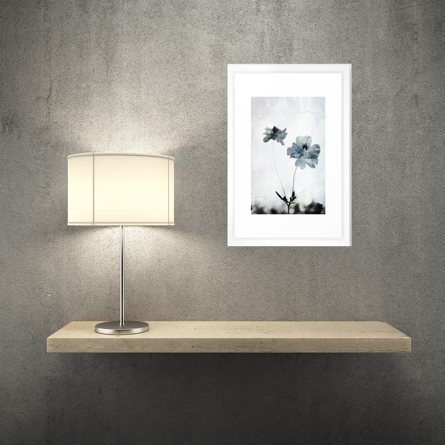 Ethereal Flower Photograph Pale Blue Gray White Wall Decor Botanical