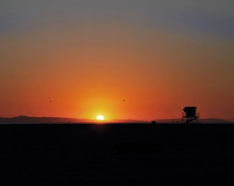California sunset Print, West coast sunset, Deep Orange sunset, Beach sunset, California Beach Photograph, Large sunset print