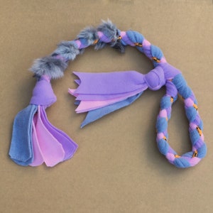 Handmade Puppy Tug with Rabbit Fur for Dogs, suitable for Agility or Flyball or Play, Baby Pink/Lavender/Gray