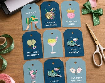 Pickleball Party Gift Tags Printable Funny Pickle Ball Labels (Digital Download)