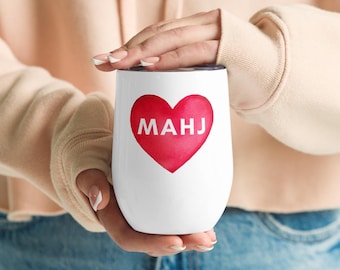 Mahjong Lover Gift Tumbler, Mahjong Player Gifts, To-Go Wine Coffee Cup