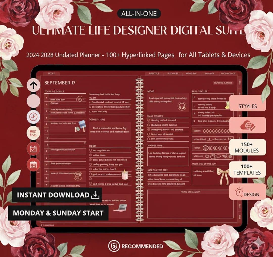 All-in-one Life Designer Digital Planner | Undated 2024–2028 Planner ...