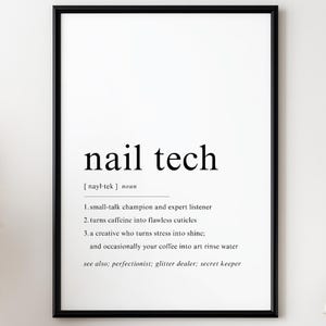 Funny Nail Tech Wall Art, Salon Definition Print, Office Decor Digital Download, Nail Tech Humor