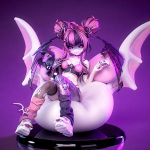 Anime Demon Queen Vtuber Girl STL Figurine | Fantasy Style 3D Print Figurine Stl | Cute Virtual Idol Statue Digital Model for Resin and FDM