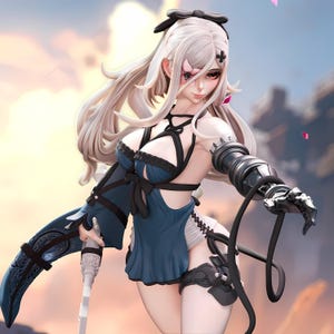 Elegant Warrior Woman STL 3D Print Figurine Stl Detailed Anime Statue Model | High Quality Stl Digital Download For Resin And FDM Printing