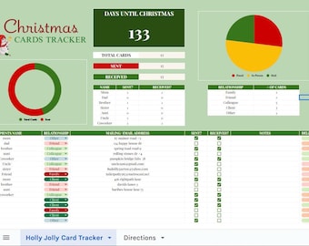 Holly Jolly Card Tracker - Holiday Card Organizer