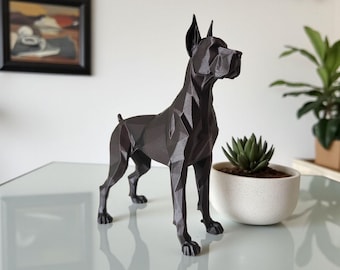 Moderne Dänische Skulptur: Geometrische Hundefigur, stilvolle Wohndekoration