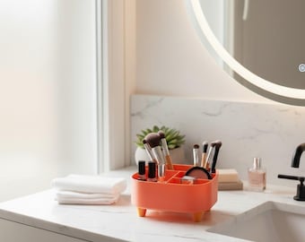 Cute Makeup Organizer with Feet | Vanity Storage Holder | Kids Room Organizer | Desk Storage | Minimalist Bathroom Decor