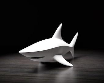 Minimalist Shark Sculpture, Modern Ocean Decor