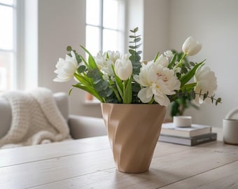 Swirl Vase | Modern Minimalist Vase | Neutral Home Decor | Unique Sculptural Centerpiece