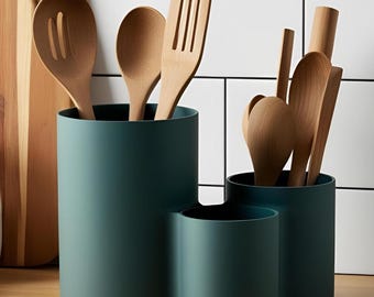 Modern Kitchen Utensil Holder With Three Cups