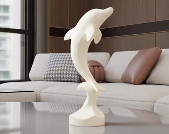 Minimalist "Dolphin on Wave" Statue