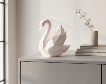 Low Poly Swan Sculpture | Modern Minimalist Decor | Swan Art | Wedding Centerpiece | Elegant Home Accent