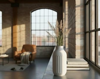 Modern Industrial Vase | Minimalist Ribbed Home Decor