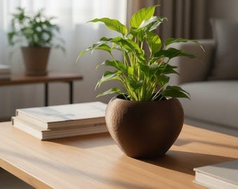 Self Watering Hammered Copper Planter | Modern Indoor Plant Pot