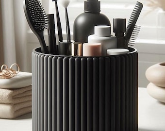 Modern Ribbed Bathroom Organizer- Makeup Cup