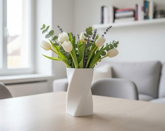 Jarrón moderno con diseño en espiral / Maceta alta minimalista para la decoración del hogar