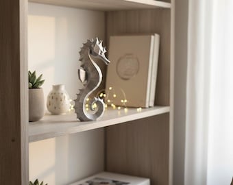 Elegant zeepaardbeeldhouwwerk | Woonkamerdecoratie kust | Modern strandaccentstuk