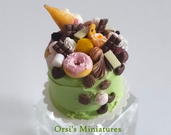 Dolllhouse miniature "Gluttony" cake in 1 inch scale