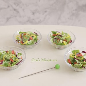 Dollhouse miniature medium size bowl of salad in 1 inch scale