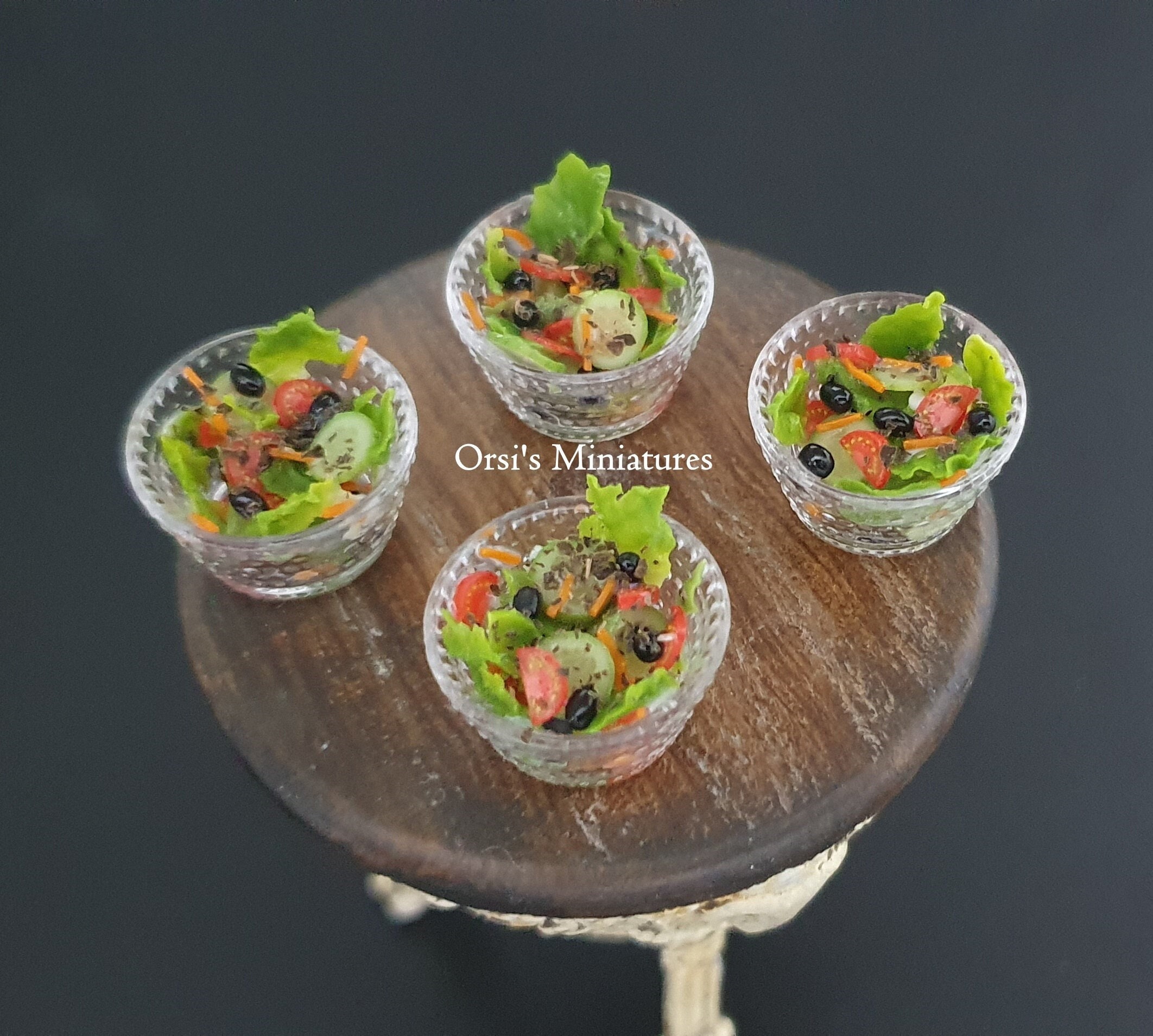 Dollhouse miniature Bowl of salad in 1 inch scale