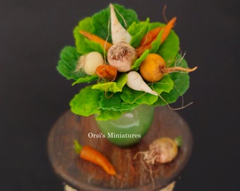 Dollhouse miniature OOAK bouquet of vegetables in 1 inch scale