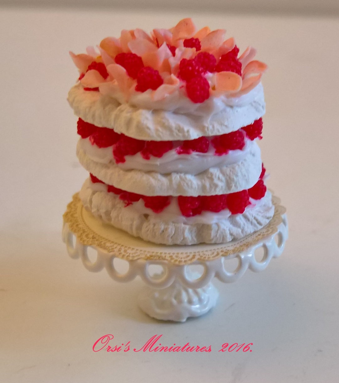 Dollhouse Miniature Raspberry & Rose Pavlova in 1 Inch Scale Etsy