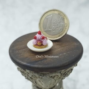 Dollhouse miniature gariguette strawberry St. Honore cakes in 1 inch scale