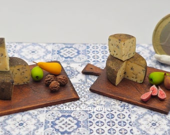 Dollhouse miniature cheeseboard pears and walnuts