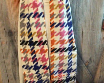 Colorful Houndstooth Fleece Hidden Pocket Scarf