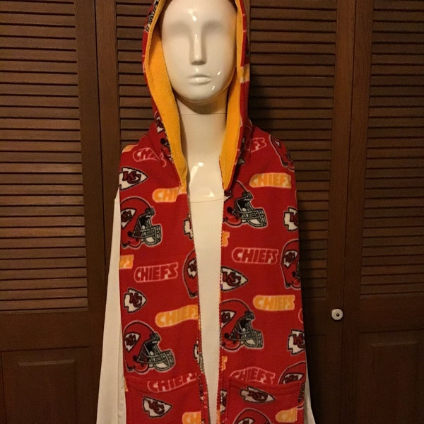 KC Chiefs Hooded Fleece Hidden Pocket Scarf