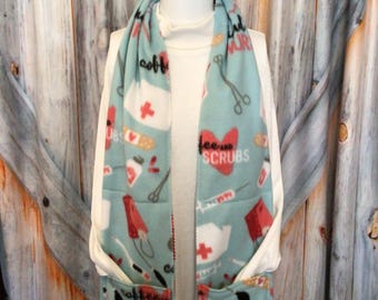 Nurse Fleece Hidden Pocket Scarf