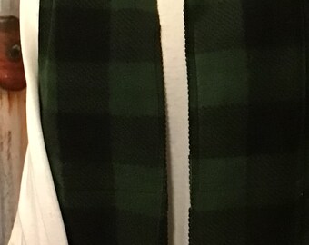 Green Black Buffalo Check Fleece Hidden Pocket Scarf