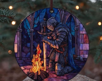 Dark Souls Stained Glass Suncatcher, Artorias the Abysswalker Glass Suncatcher, Dark Souls Classic Bonfire Merch