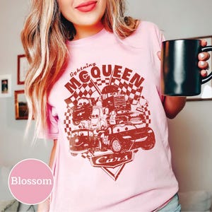Retro Lightning Mcqueen Comfort Colors Tee, Disney Cars Sweatshirt, Disney Pixar Car Shirt, Car Family Vacation 2026 Tee image 4