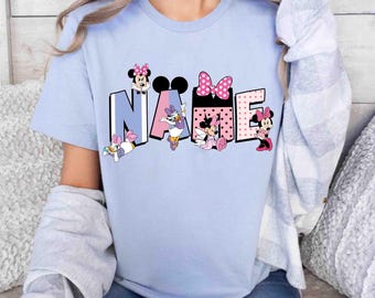 Camiseta personalizada de Minnie Mouse de Disney, camiseta a juego para la familia de Mickey y sus amigos de Disney, regalo para la familia, sudadera para viaje familiar de Disney.