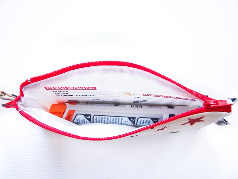 Stars Oilcloth Single EpiPen Case Insulin Pen Case with Medical ID Card Vinyl-Coated
