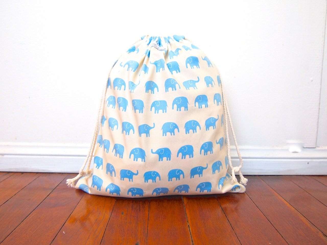 Large Drawstring Bag / Library Bag / Laundry Bag Blue Etsy