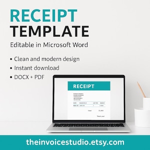 Editable Minimalist Receipt Template: Word & PDF for Small Business