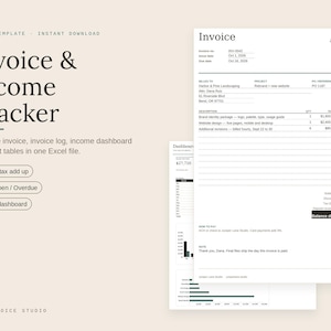 Small Business Invoice & Income Tracker Excel Template (Digital Download)