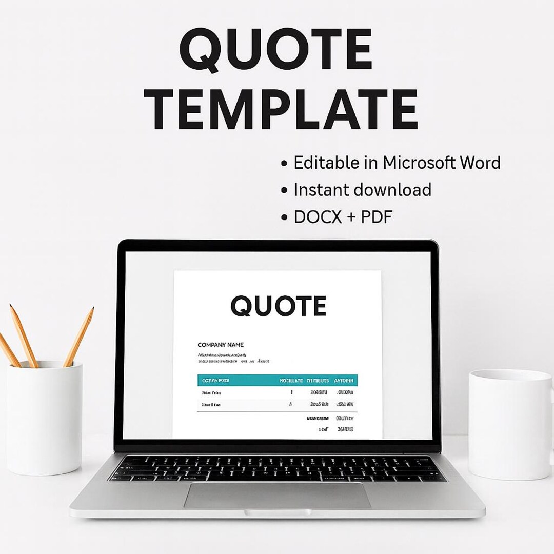 Editable Quote Template | Small Business Estimate Form | Instant ...