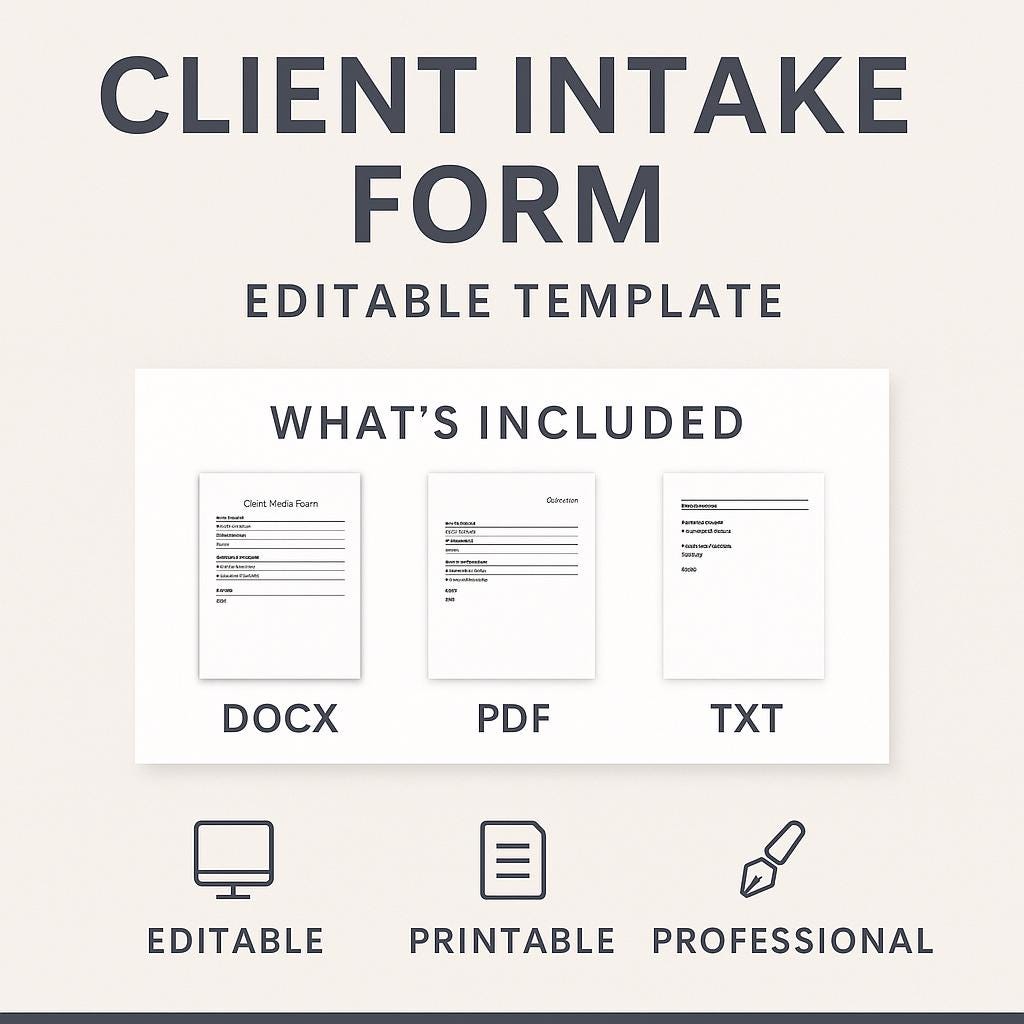 Editable Client Intake Form Template - Etsy