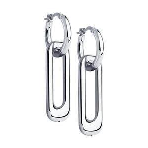 14K Gold Link Hoop Earrings: Modern Minimalist Dangle Jewelry